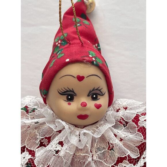 Vintage Lillian Vernon Christmas Clown with soft fabric body and Porcelain Head - Picture 2 of 3